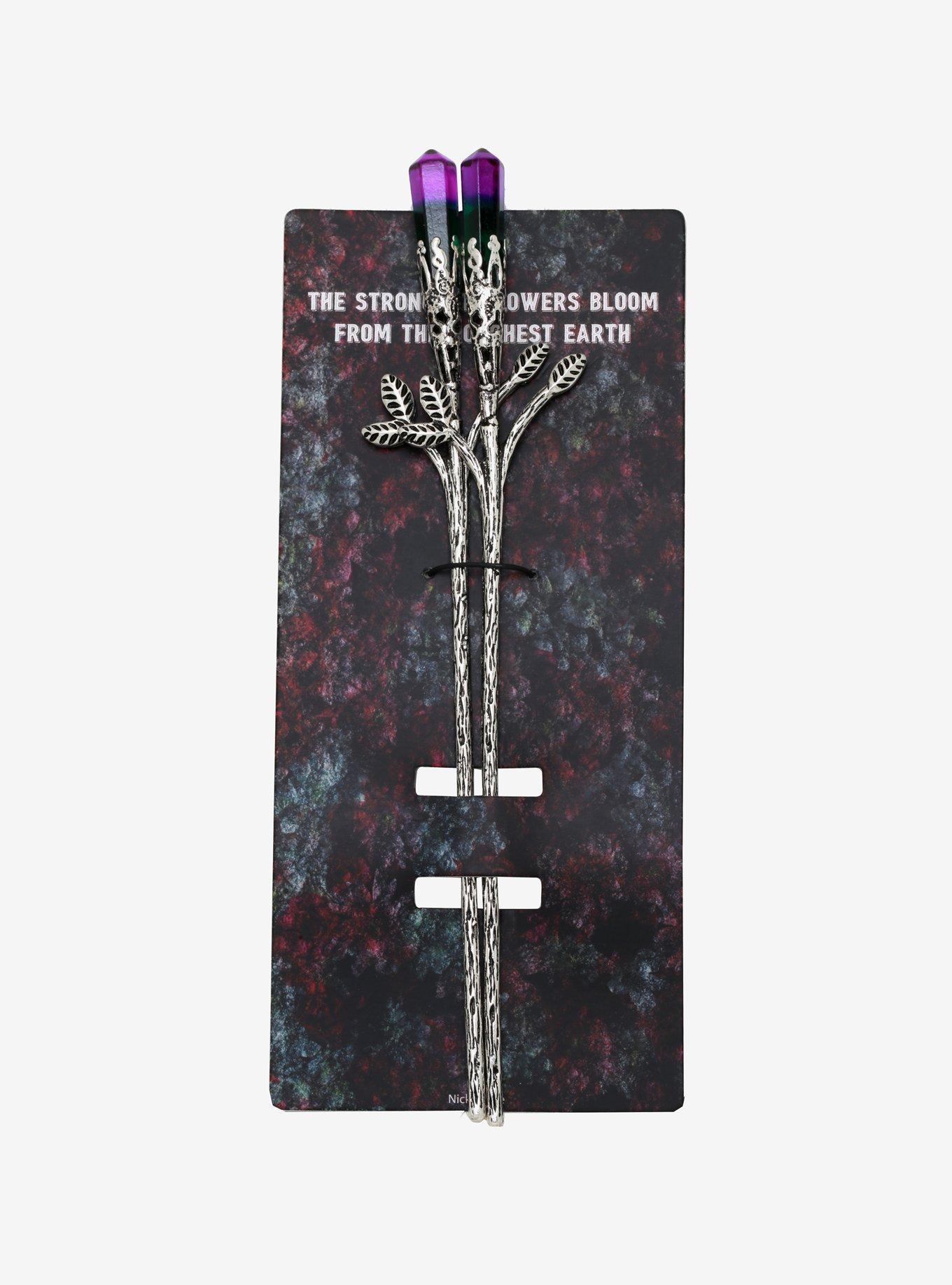 Crystal Flower Hair Sticks, , alternate