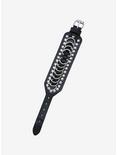 Black D-Ring Faux Leather Bracelet, , alternate