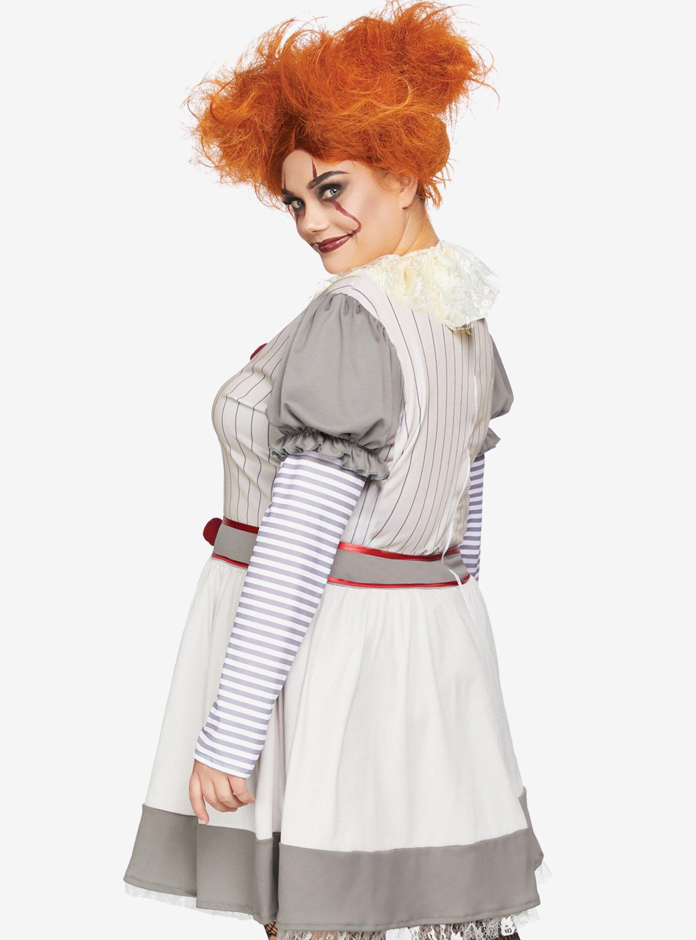 Creepy Clown Costume Plus Size, WHITE, alternate