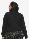 Destructed Girls Black Denim Jacket Plus Size, DENIM, alternate