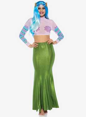 Green Shimmer Spandex Mermaid Skirt, , hi-res