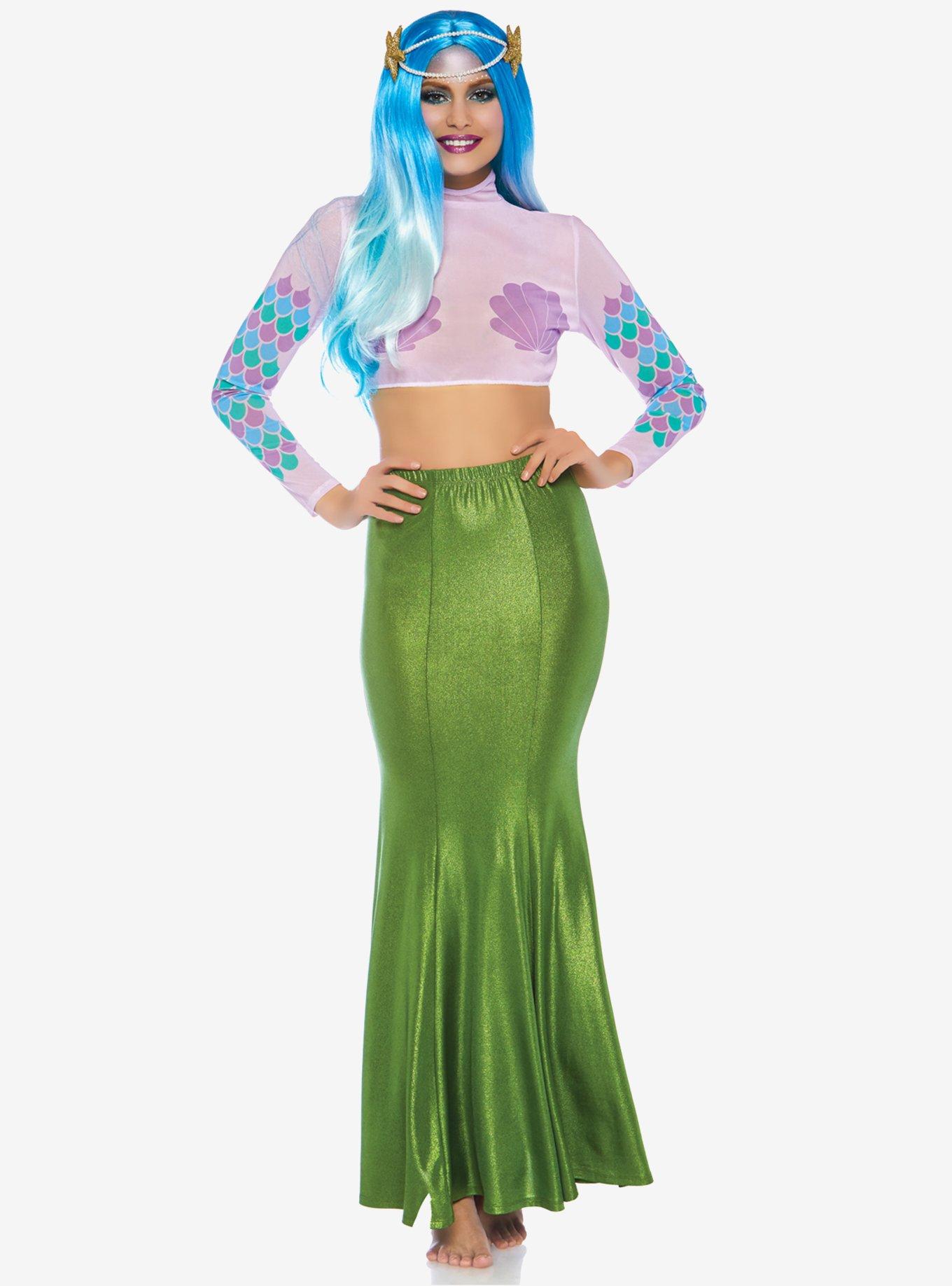 Green Shimmer Spandex Mermaid Skirt, GREEN, alternate