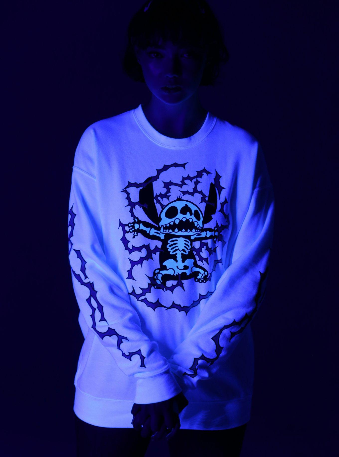 Disney Lilo & Stitch Glow-In-The-Dark Skeleton Girls Sweatshirt, , alternate
