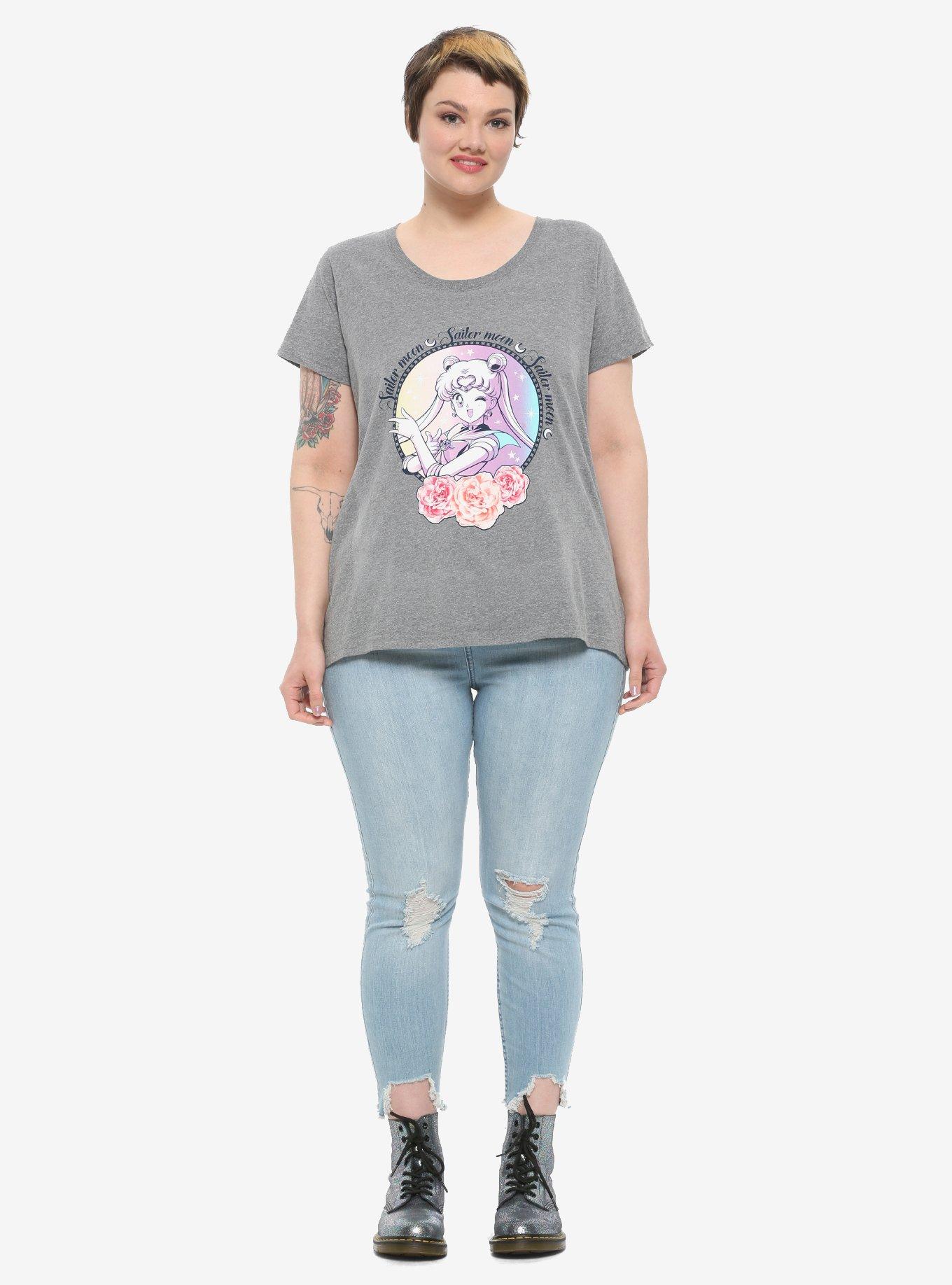 Sailor Moon Pastel Roses Girls T-Shirt Plus Size, MULTI, alternate