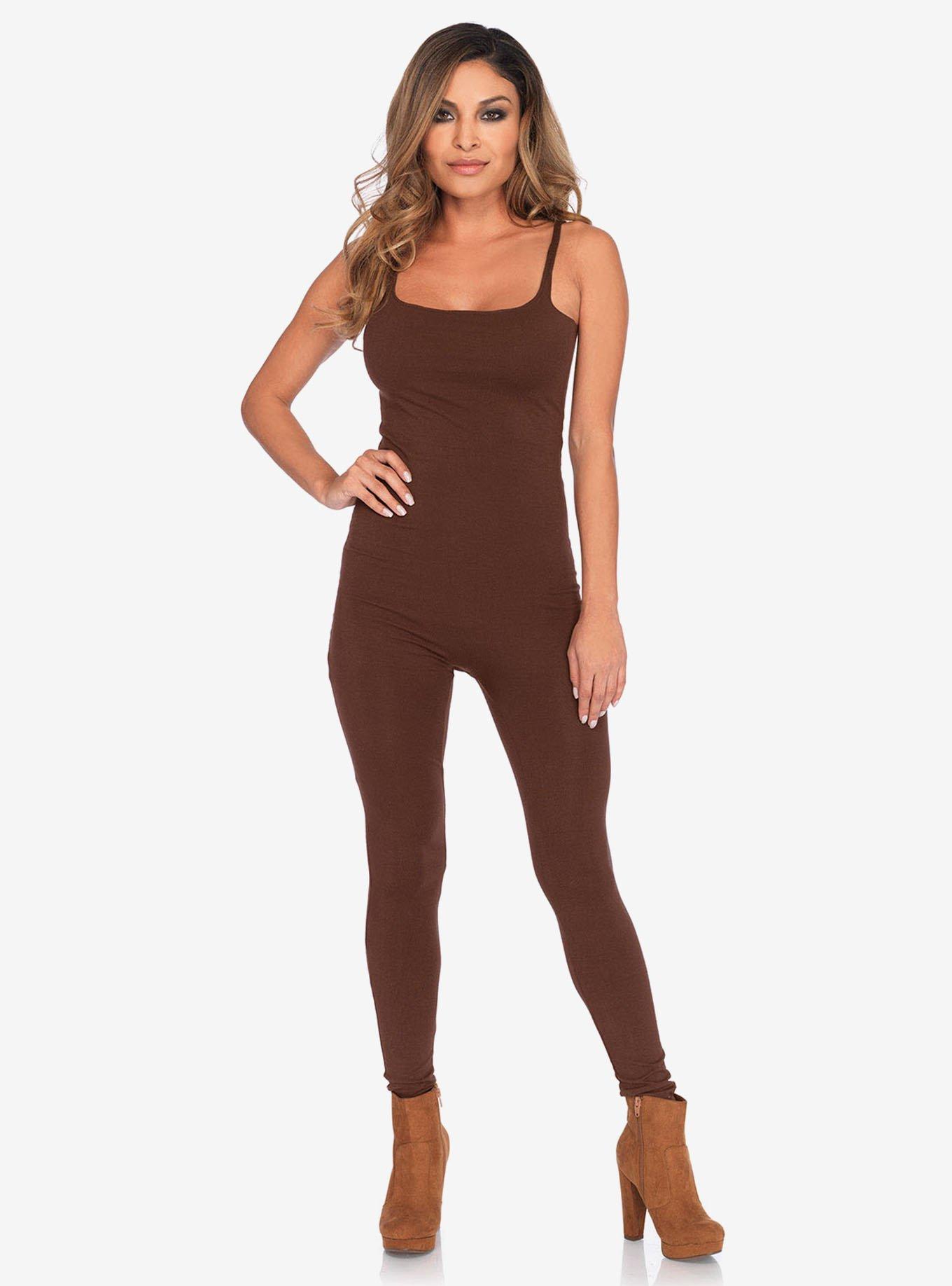 Brown Basic Unitard, BROWN, alternate