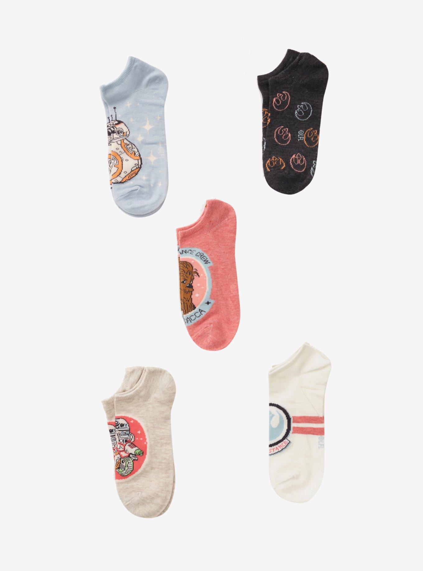 Star Wars: The Rise Of Skywalker Resistance No-Show Socks 5 Pair, , alternate