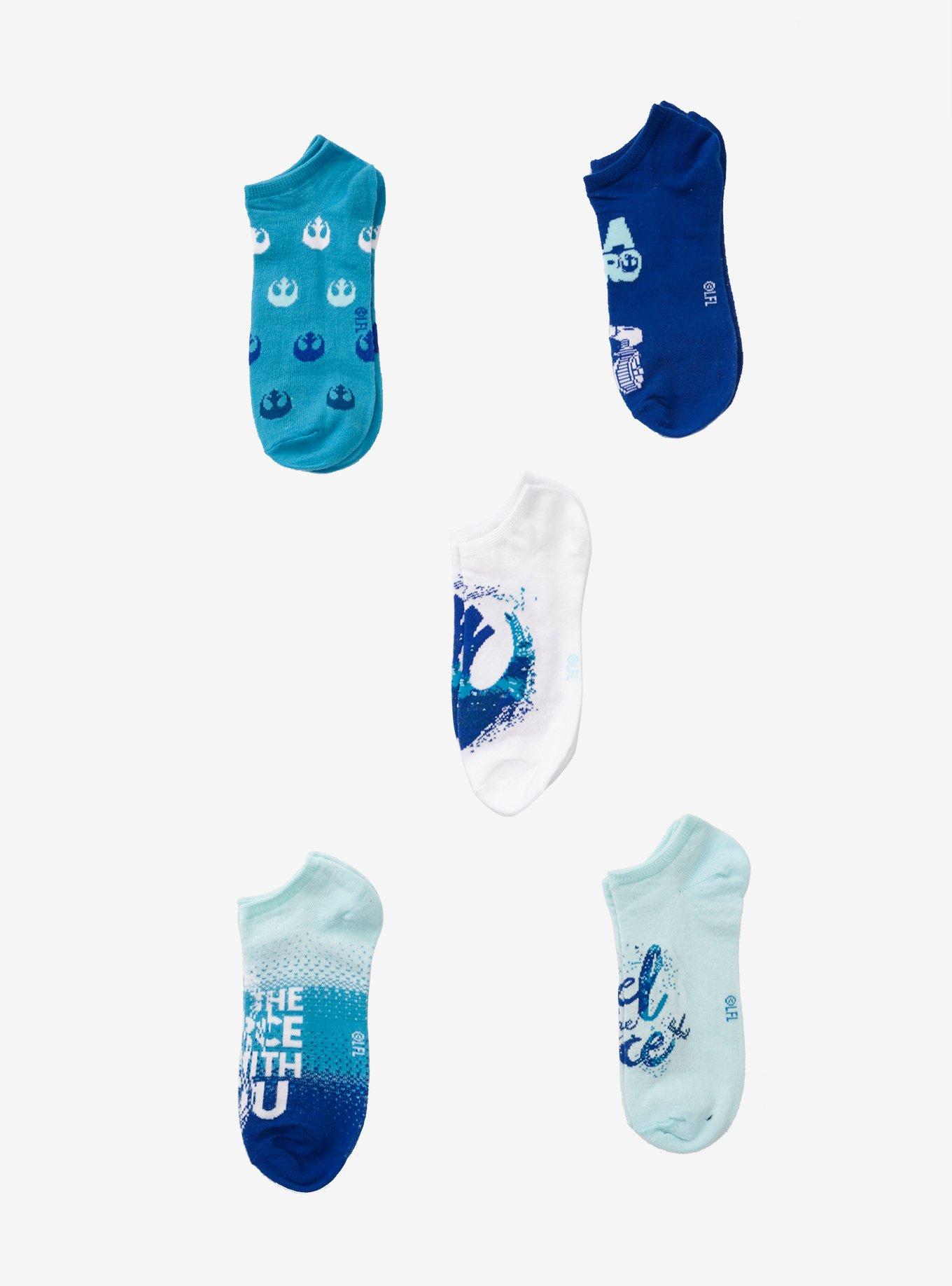 Star Wars: The Rise Of Skywalker Blue No-Show Socks 5 Pair, , alternate