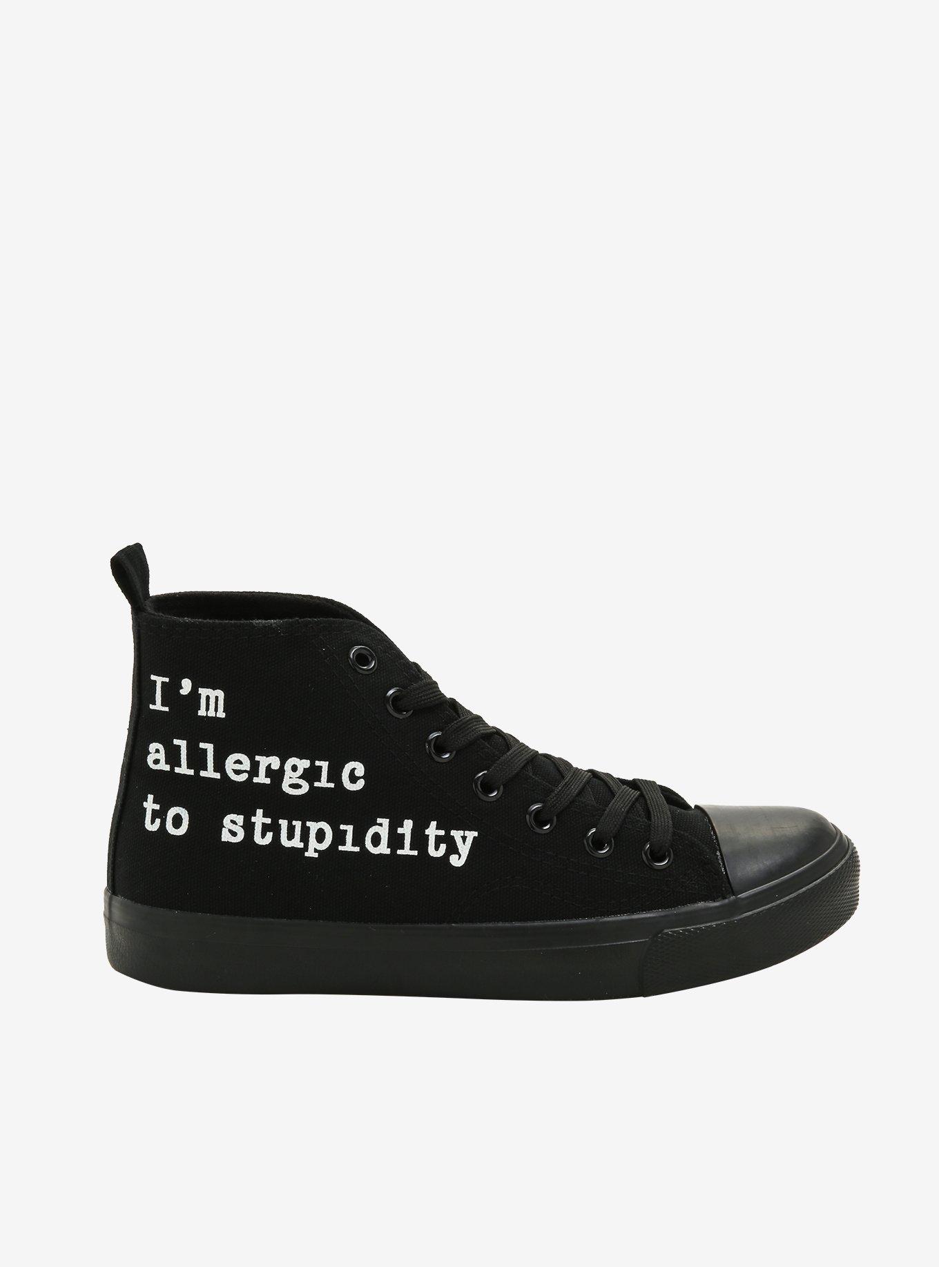 Allergic To Stupidity Hi-Top Sneakers, WHITE, alternate