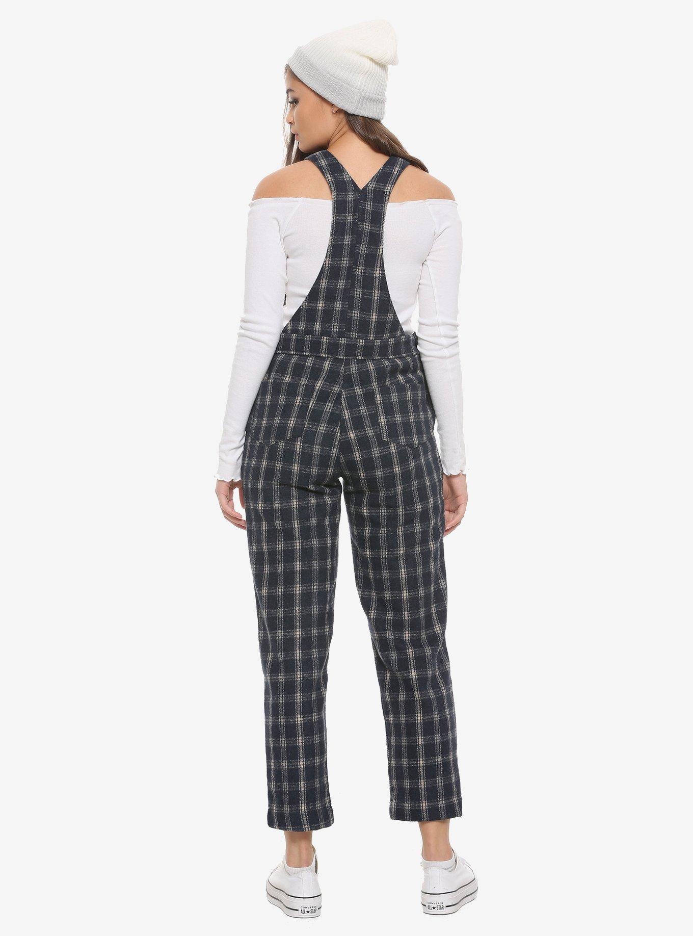 Daisy Street Grey Plaid Overalls, PLAID - GREY, alternate