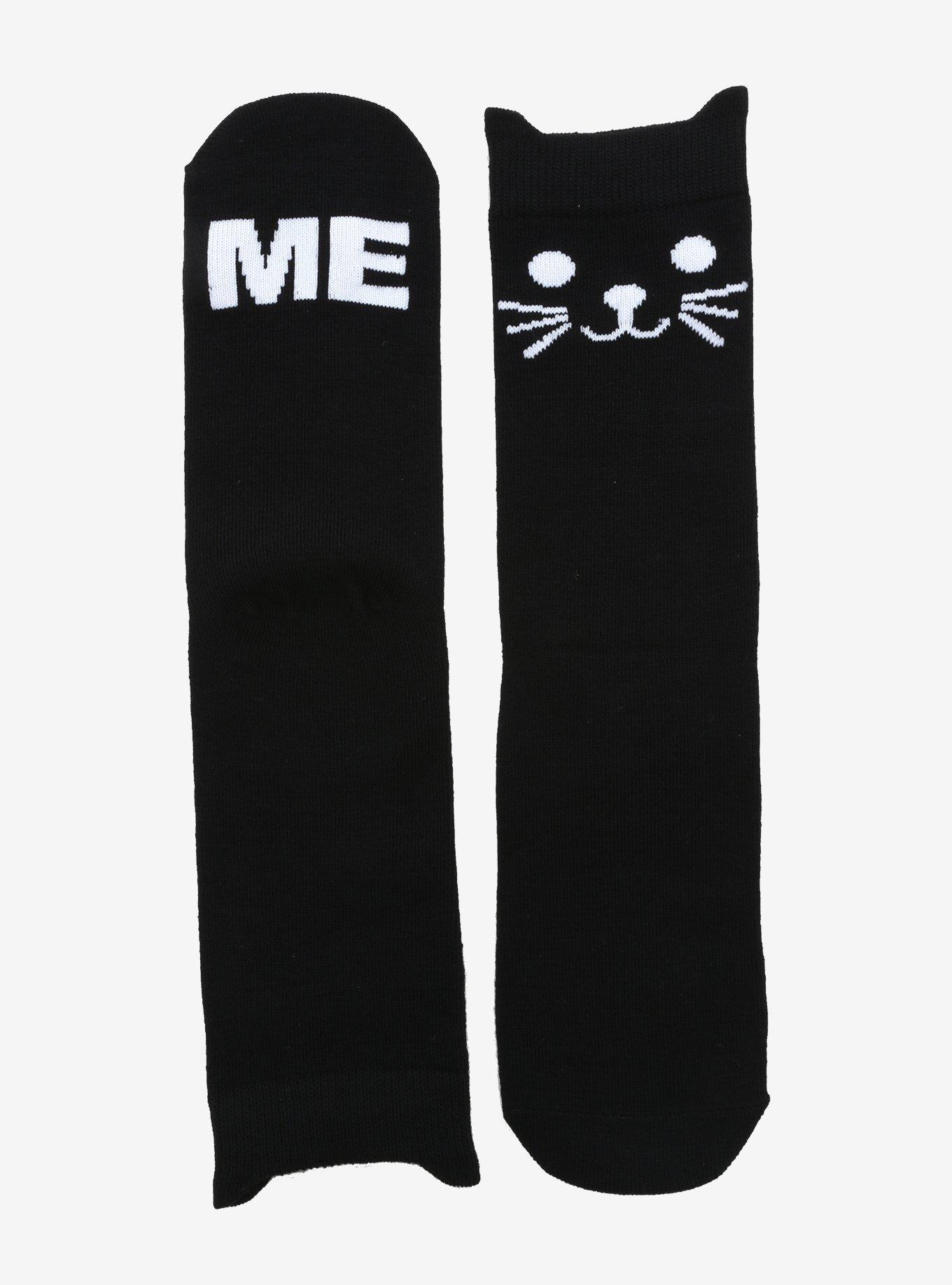 Black Cat 3D Ears Crew Socks, , alternate