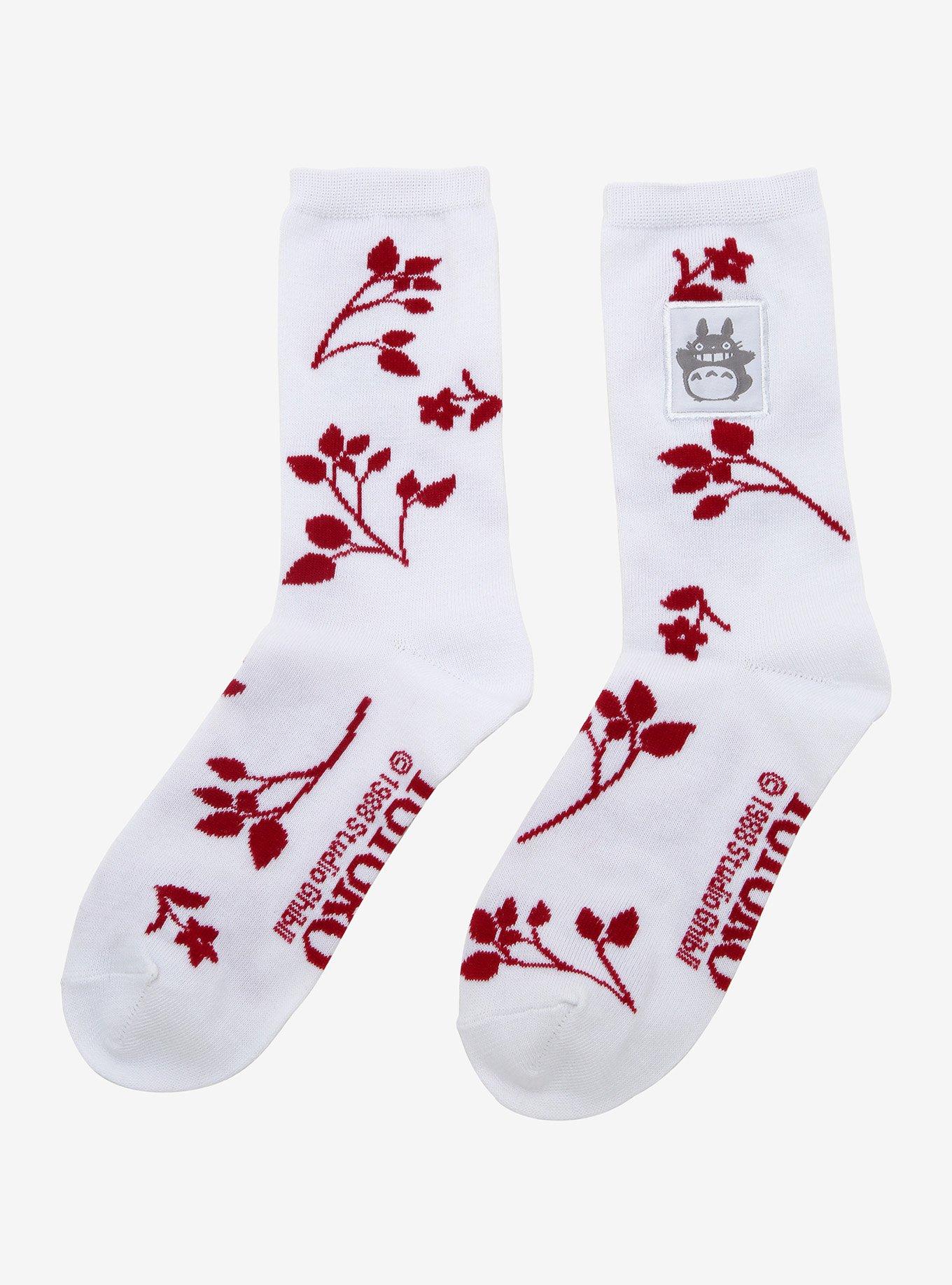 Studio Ghibli My Neighbor Totoro Floral Varsity Crew Socks, , alternate