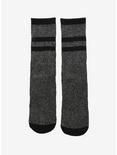 Black Metallic Sparkle Varsity Crew Socks, , alternate