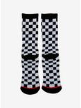 Rose Black & White Checkered Crew Socks, , alternate