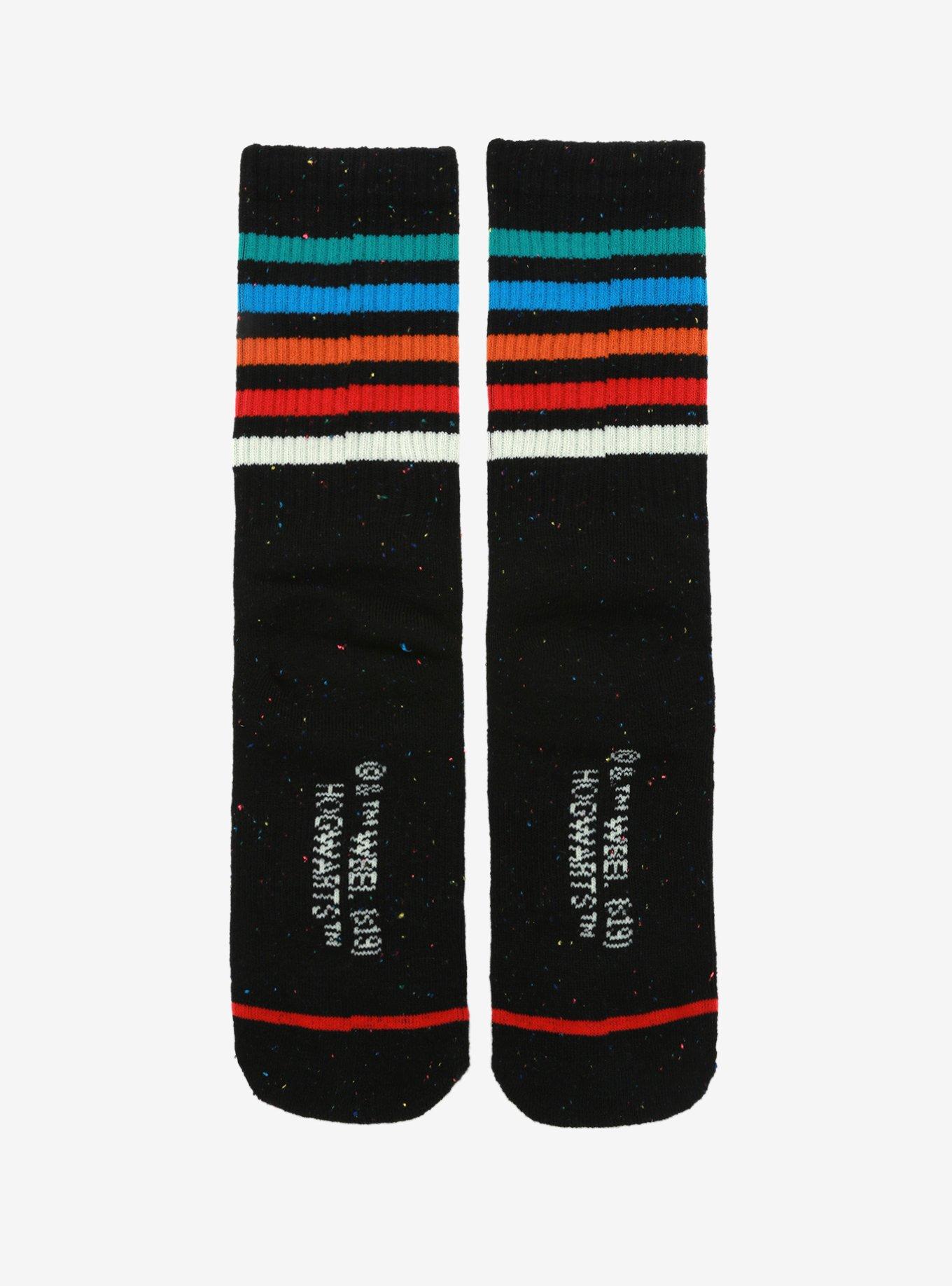 Harry Potter Hogwarts Speckled Striped Crew Socks, , alternate