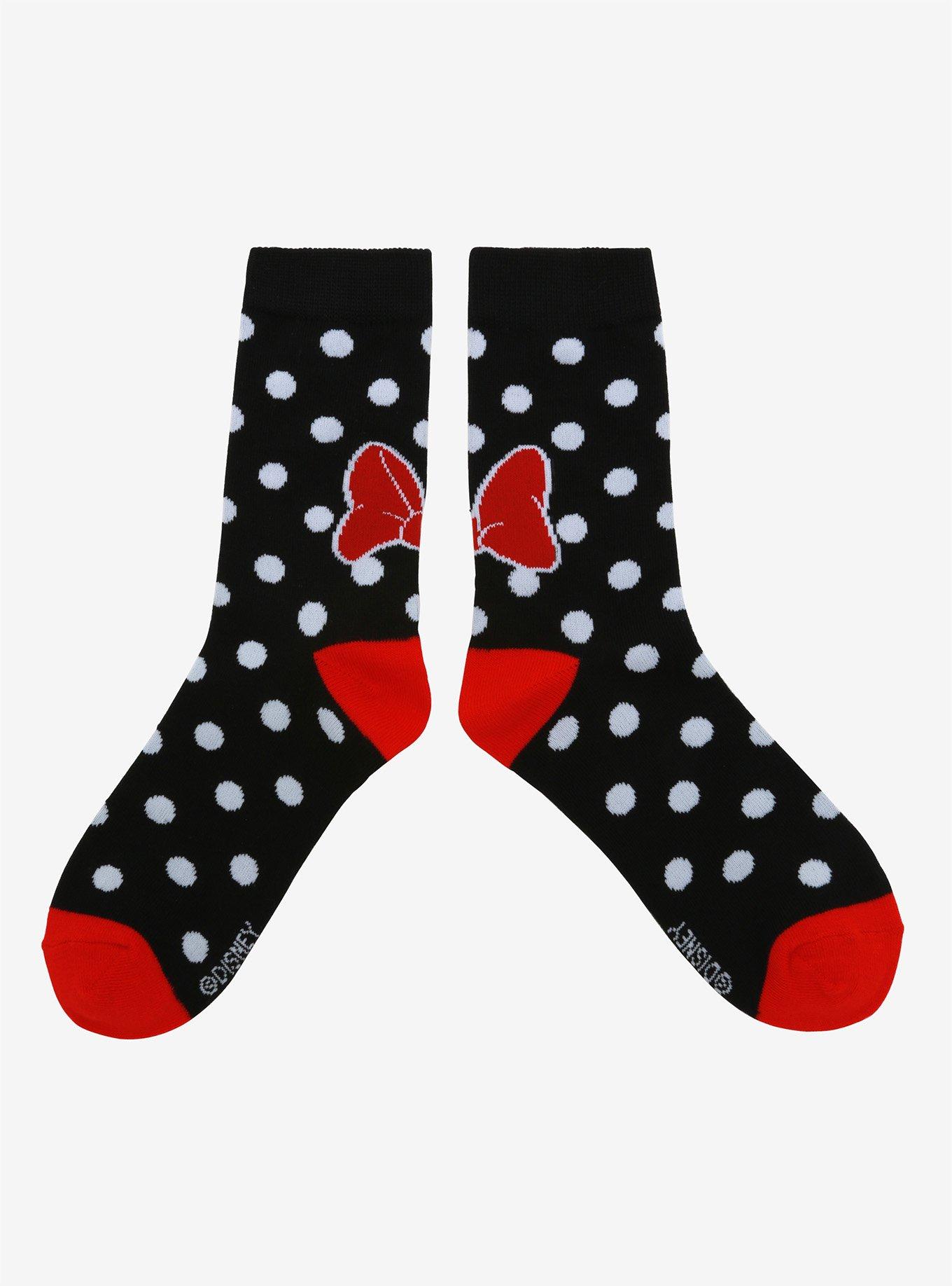 Disney Minnie Mouse Polka Dot & Bow Crew Socks, , alternate