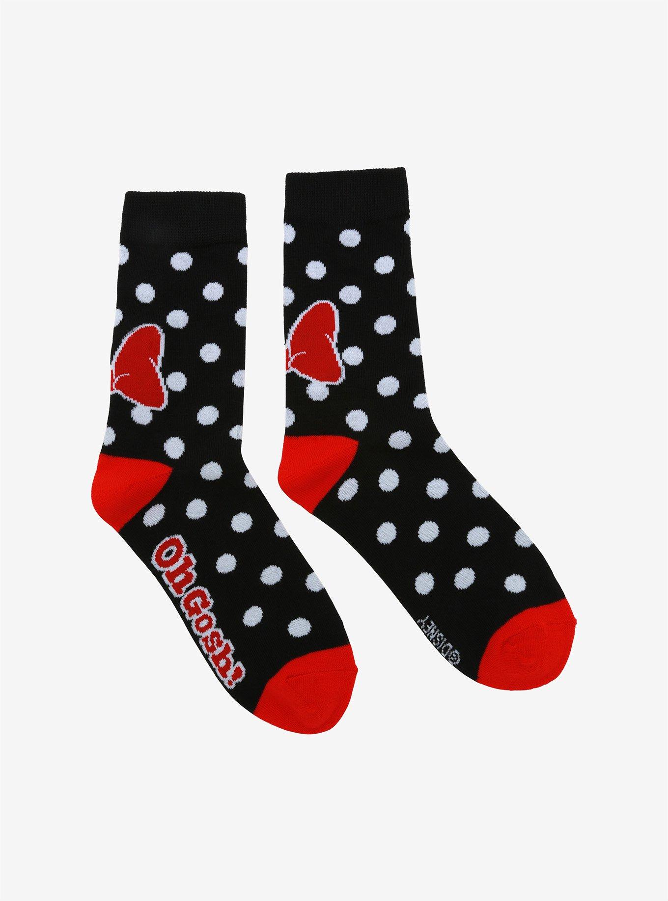 Disney Minnie Mouse Polka Dot & Bow Crew Socks, , alternate