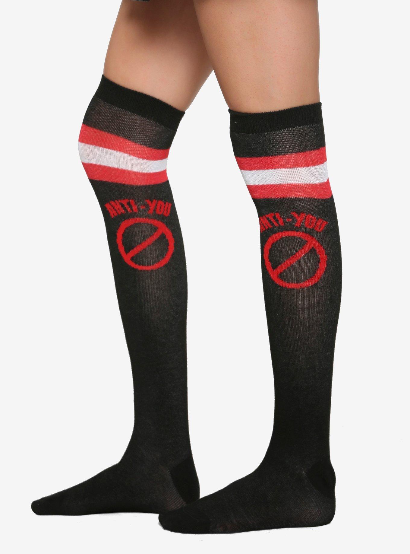 Anti-You Varsity Stripe Over-The-Knee Socks, , alternate