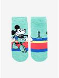 Disney Mickey Mouse Teal Striped No-Show Socks, , alternate