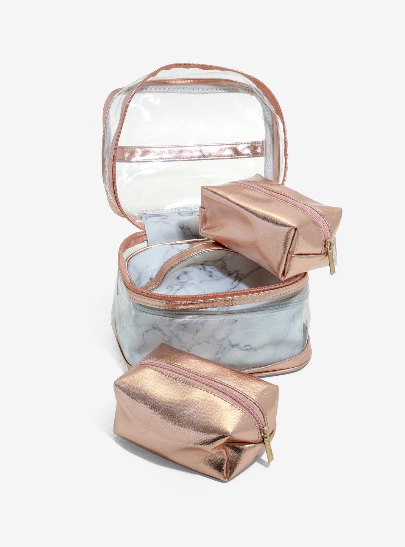 Cosmopolitan Rose Gold Makeup Bag Set, , alternate