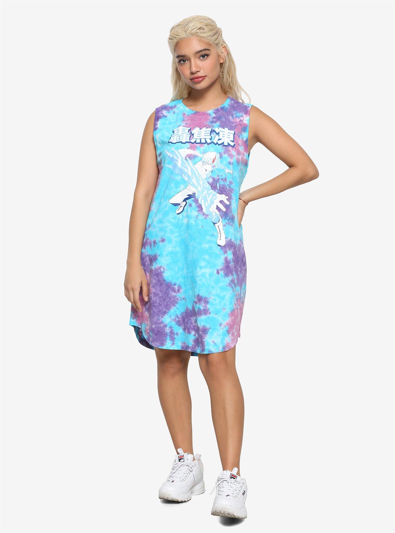 My Hero Academia Shoto Todoroki Tie-Dye T-Shirt Dress, TIE DYE, alternate