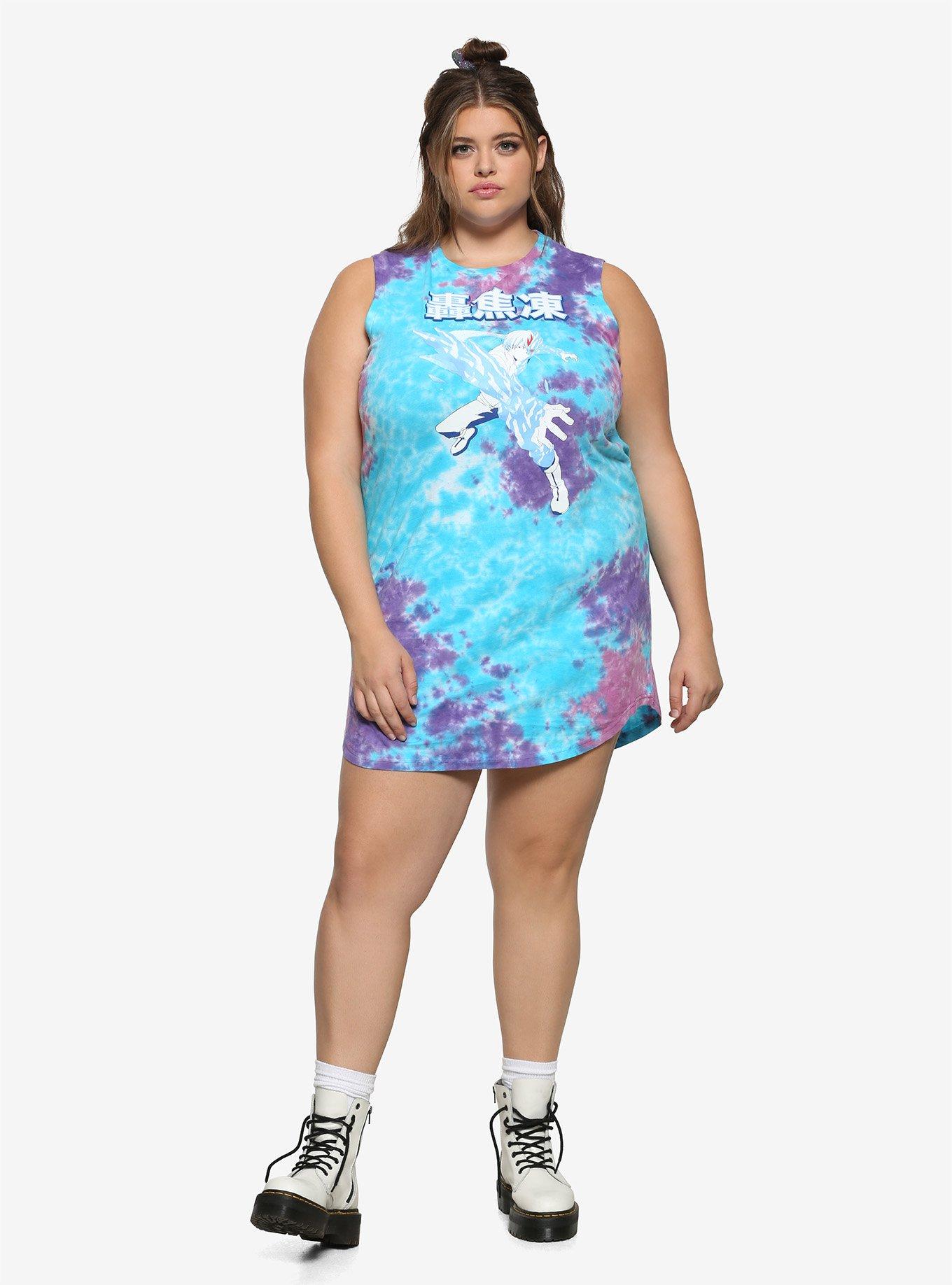 My Hero Academia Shoto Todoroki Tie-Dye T-Shirt Dress Plus Size, TIE DYE, alternate