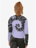 Moon & Stars Purple Tie-Dye Girls Crop Sweatshirt, BLACK, alternate