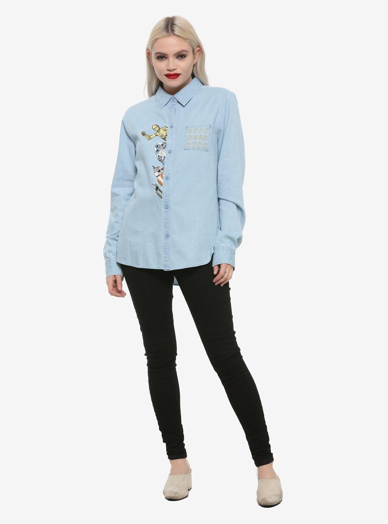 Her Universe Star Wars: The Rise Of Skywalker Droids Woven Button-Up, , alternate