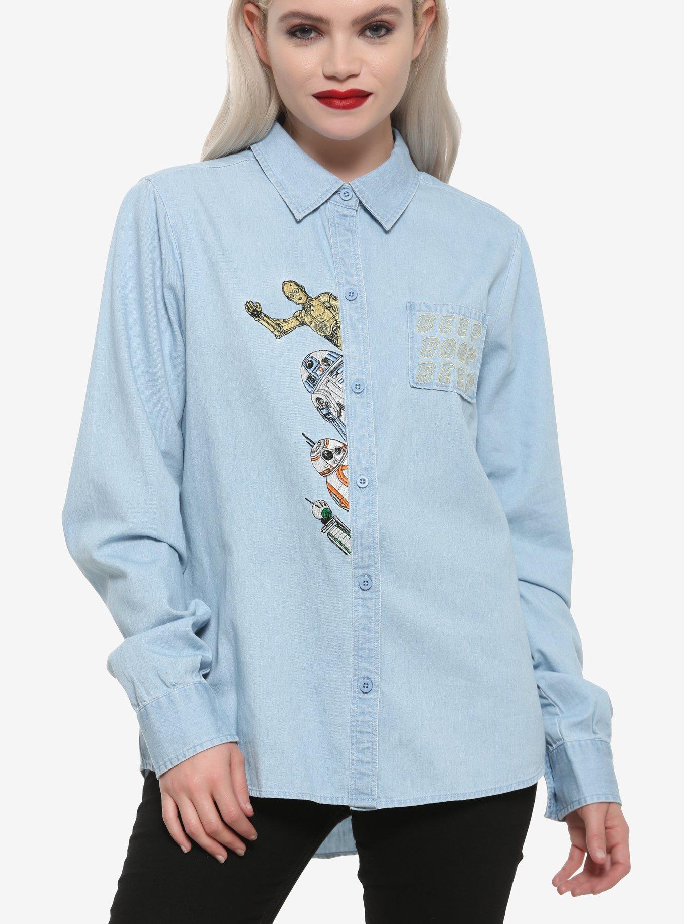 Her Universe Star Wars: The Rise Of Skywalker Droids Woven Button-Up, , alternate