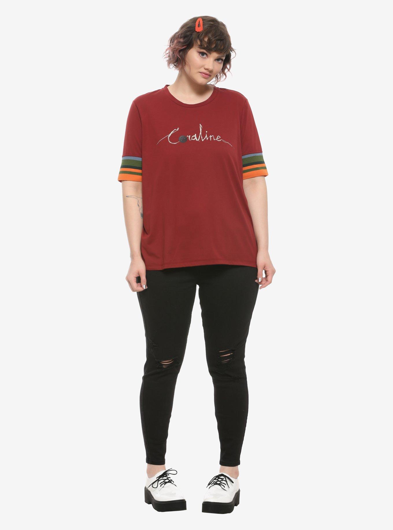 Coraline Stripe Mid-Sleeve Girls T-Shirt Plus Size, MULTI, alternate