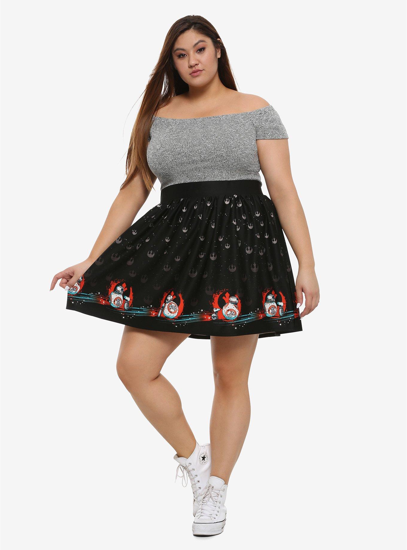 Her Universe Star Wars: The Rise Of Skywalker Rebel Droids Skater Skirt Plus Size, , alternate