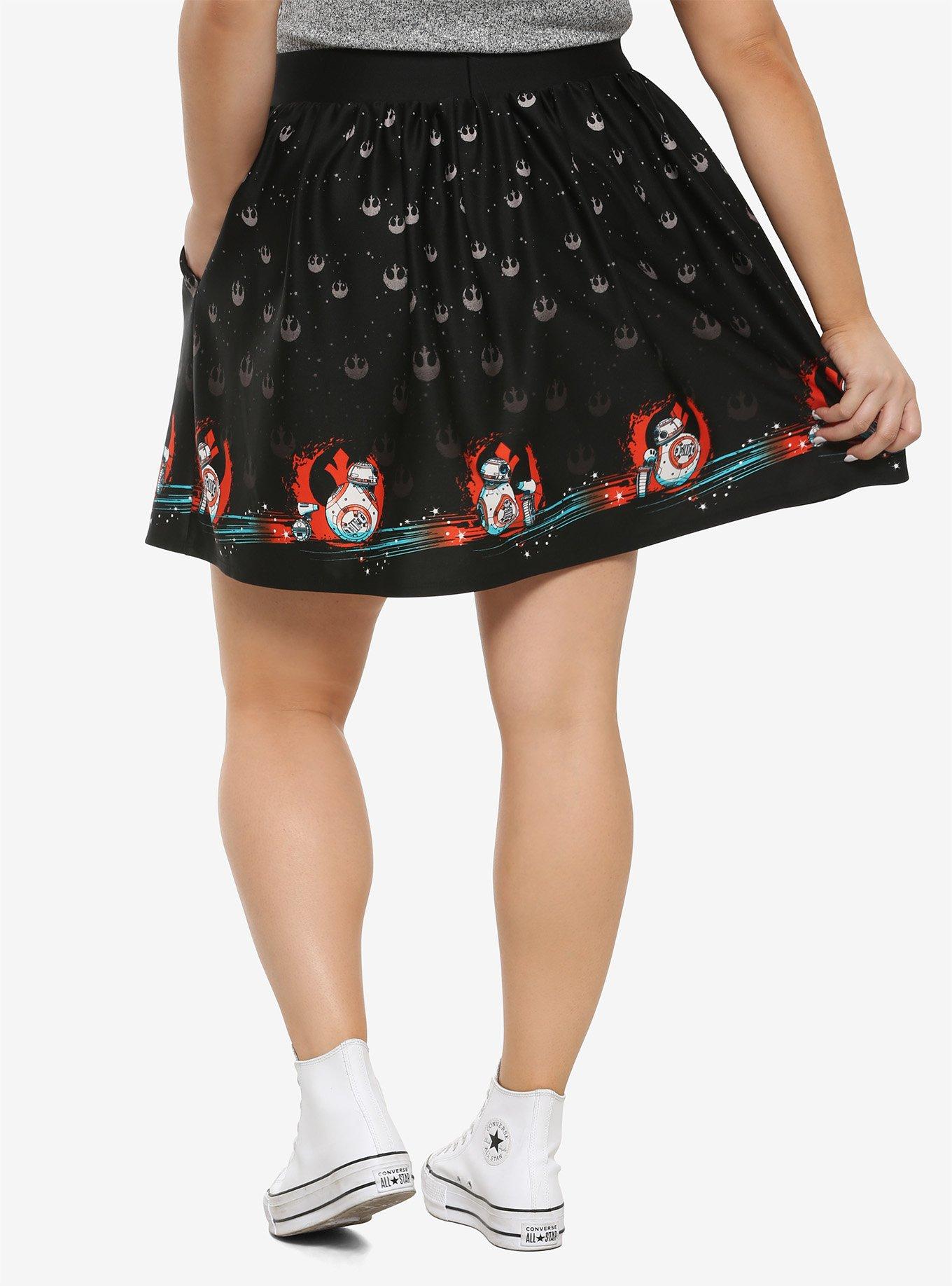 Her Universe Star Wars: The Rise Of Skywalker Rebel Droids Skater Skirt Plus Size, , alternate