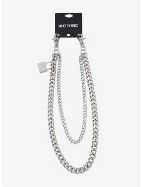 Silver 18 Inch & 24 Inch Pad Lock Double Wallet Chain, , hi-res