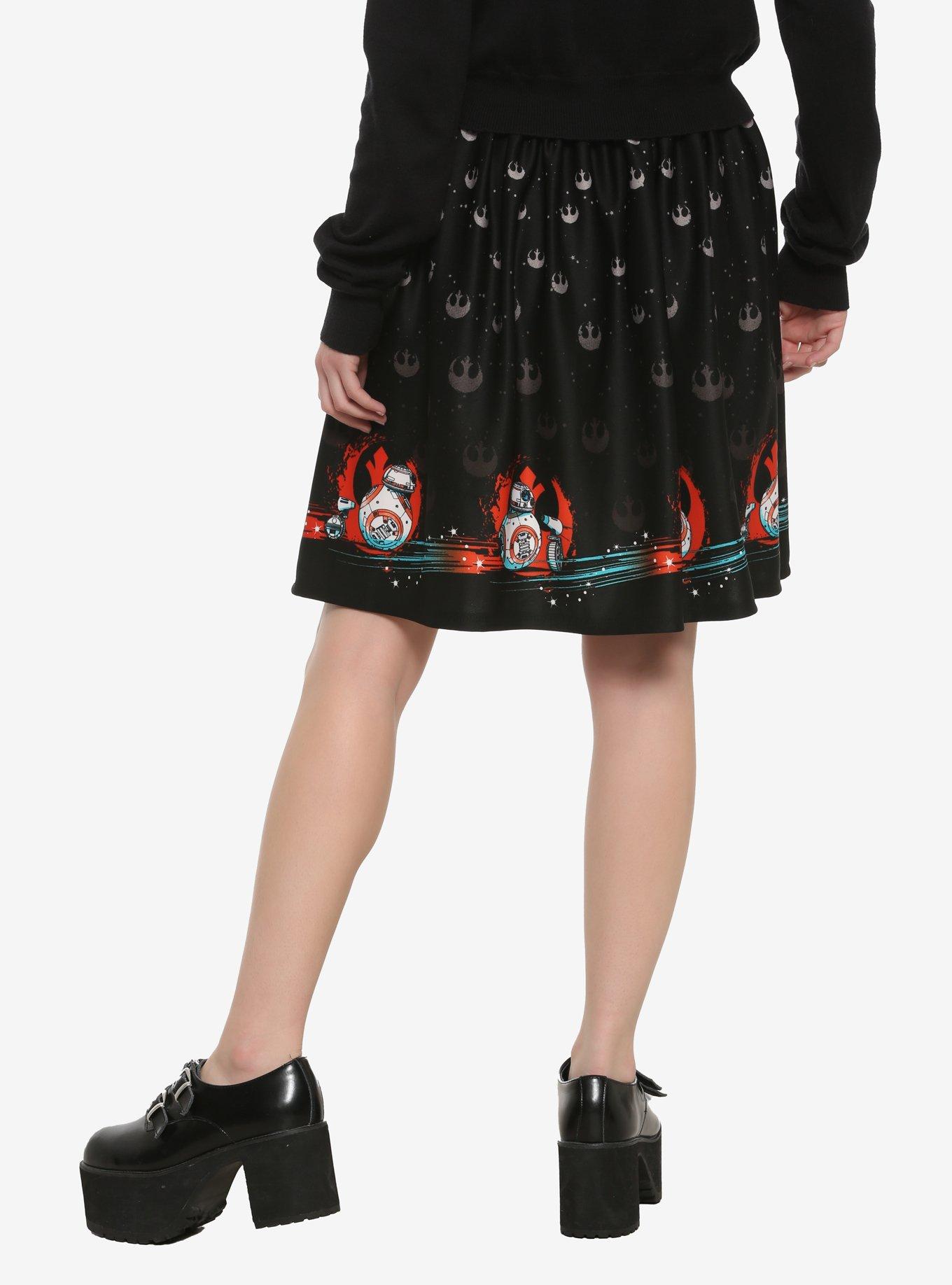 Her Universe Star Wars: The Rise Of Skywalker Rebel Droids Skater Skirt, BLACK, alternate