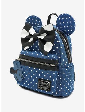 Plus Size Loungefly Disney Minnie Mouse Denim Polka Dot Mini Backpack, , hi-res