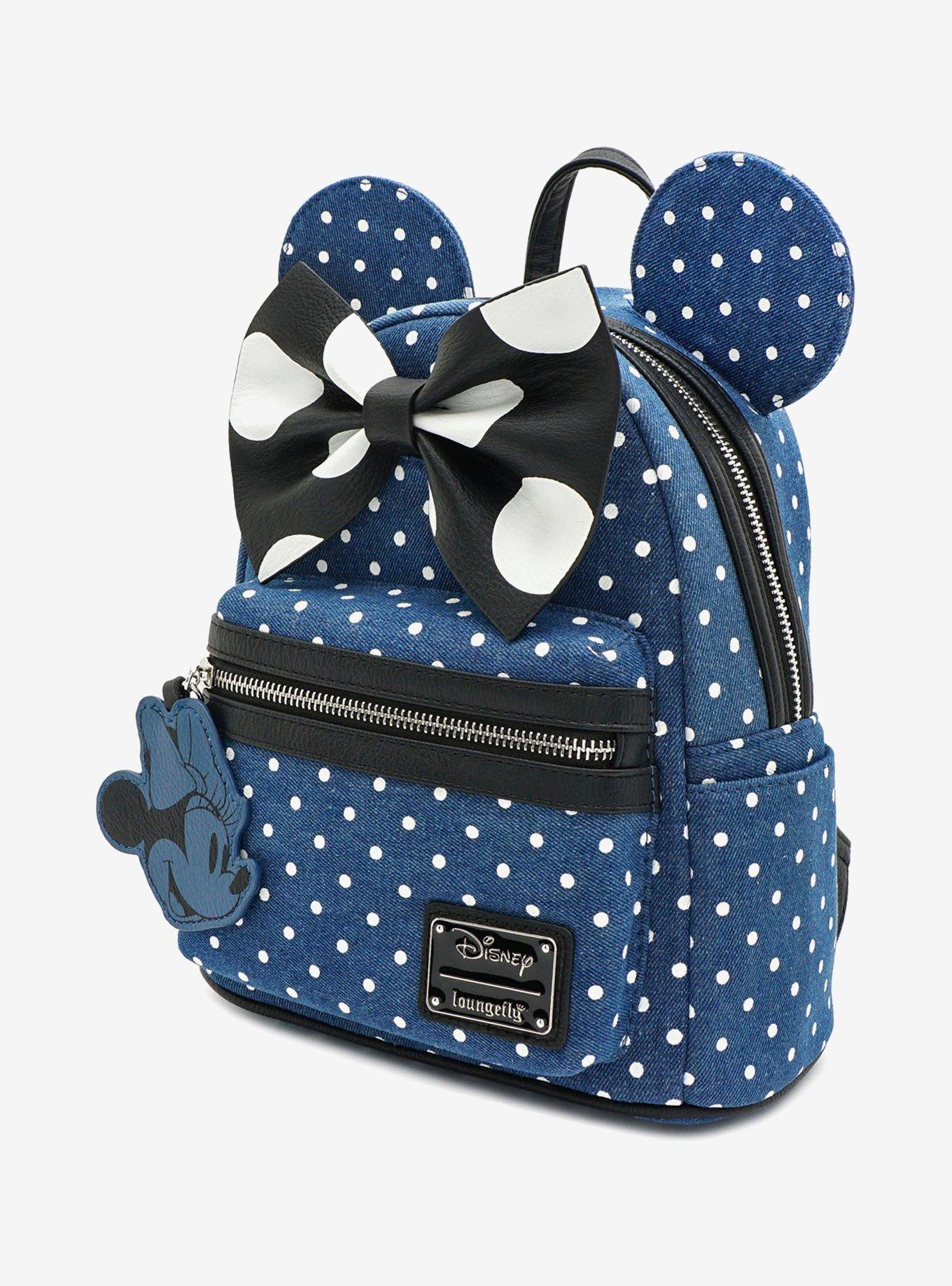 Loungefly Disney Minnie Mouse Denim Polka Dot Mini Backpack, , alternate