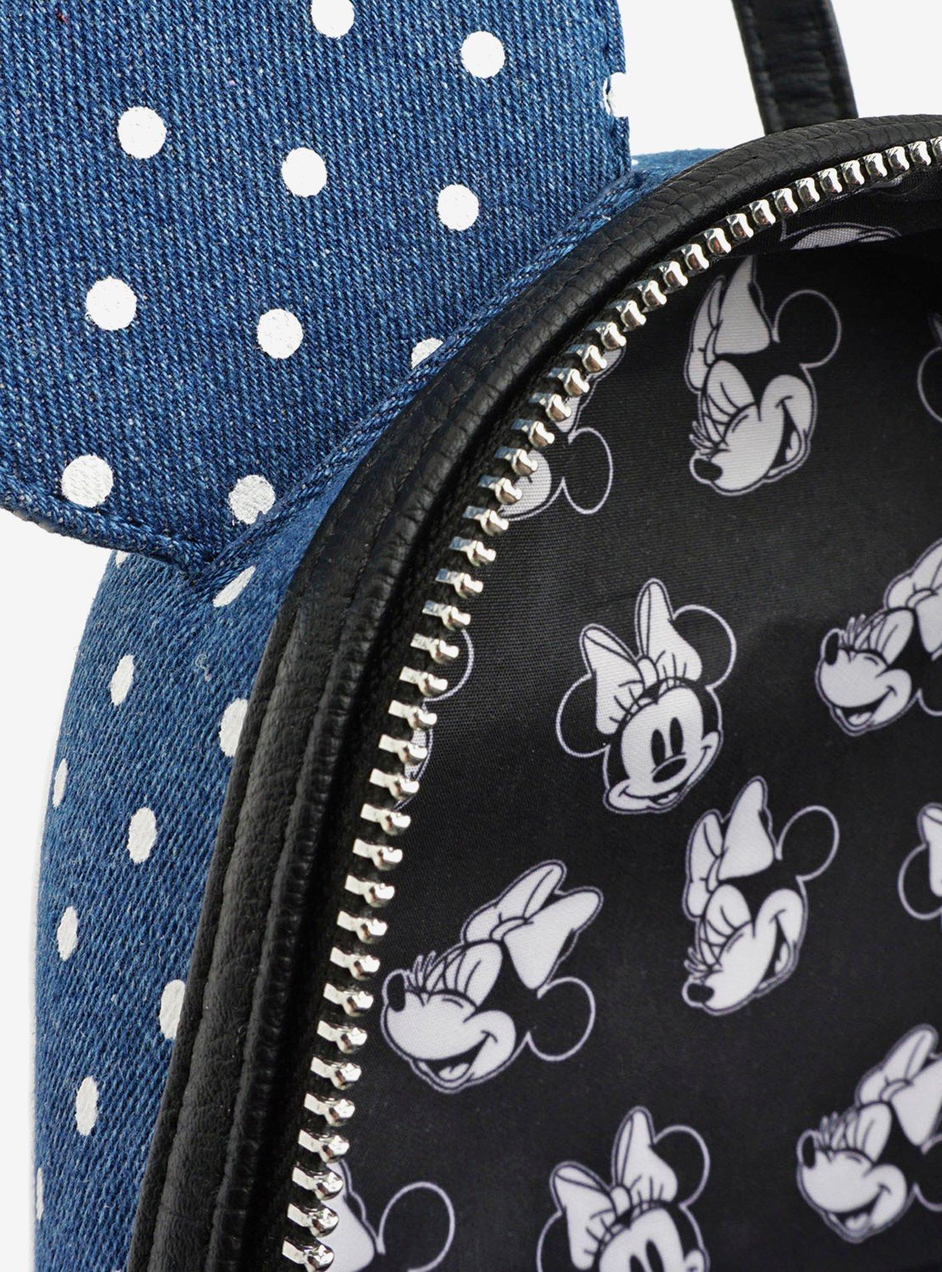 Loungefly Disney Minnie Mouse Denim Polka Dot Mini Backpack, , alternate