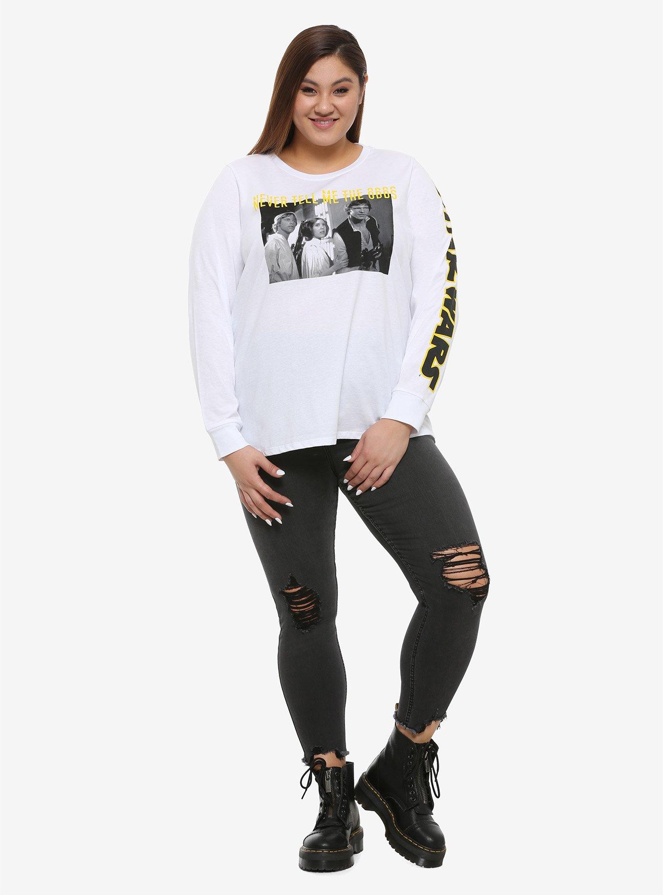 Her Universe Star Wars Never Tell Me The Odds Girls Long-Sleeve T-Shirt Plus Size, MULTI, alternate