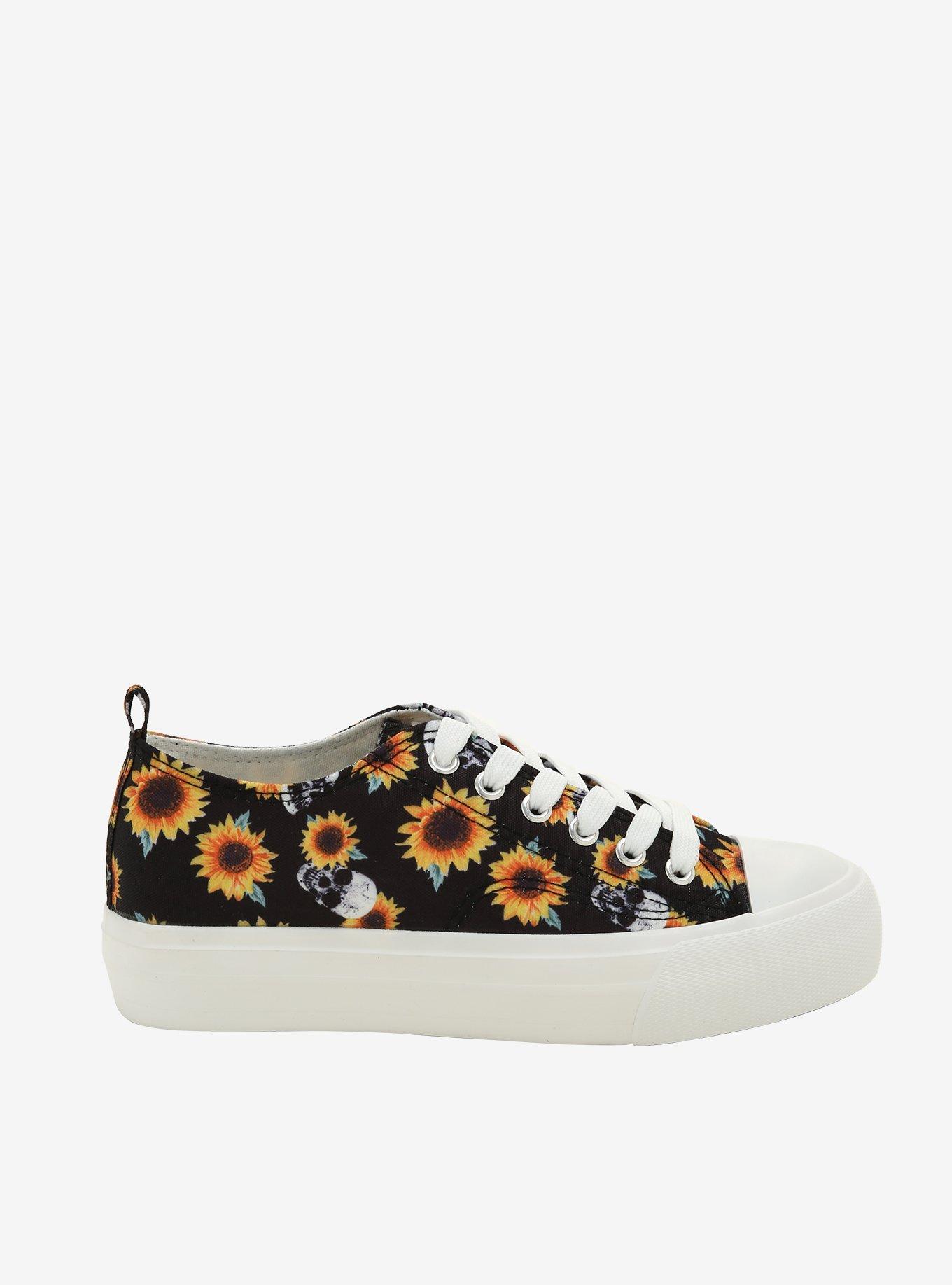 Sunflower Skull Platform Lace-Up Sneakers, MULTI, alternate