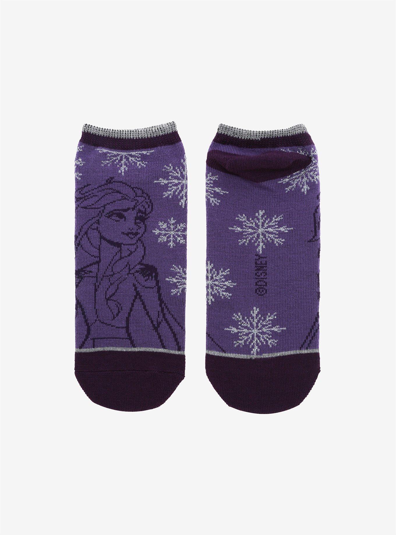 Disney Frozen 2 Elsa Glitter No-Show Socks, , alternate