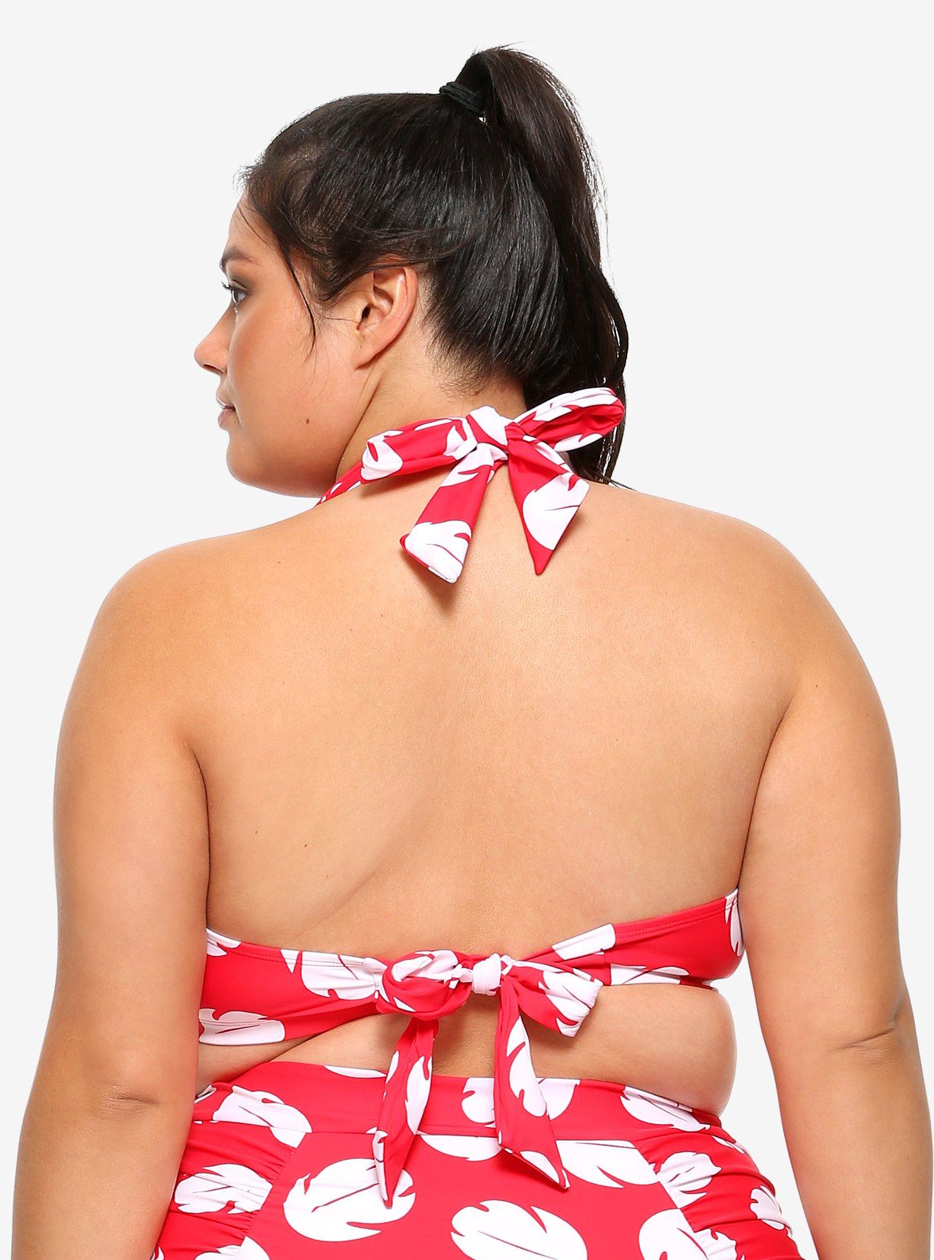 Disney Lilo & Stitch Leaf Print Halter Swim Top Plus Size, MULTI, alternate