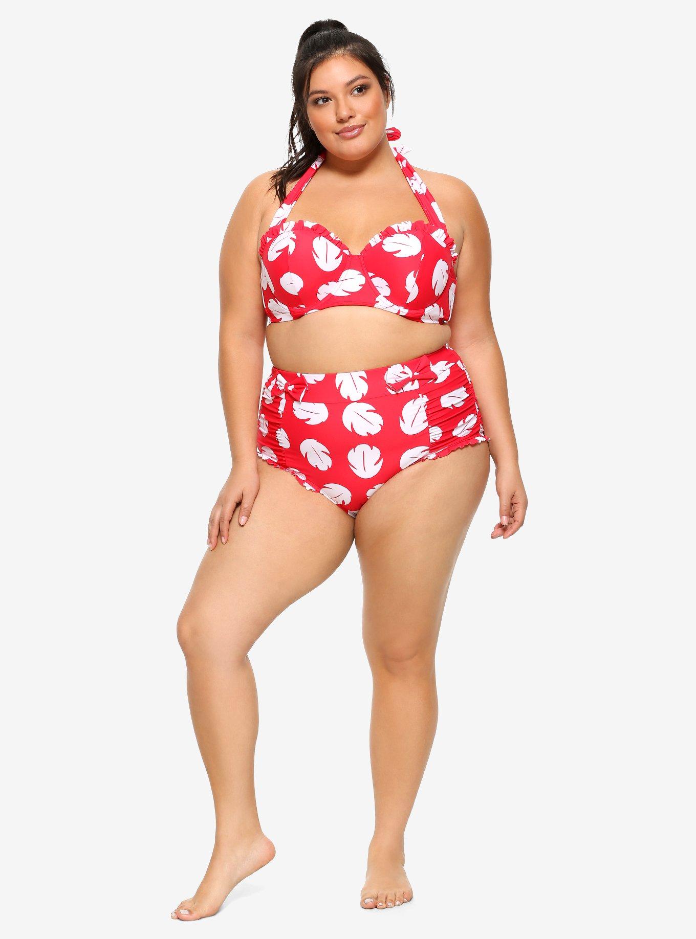 Disney Lilo & Stitch Leaf Print High-Waisted Swim Bottoms Plus Size, MULTI, alternate