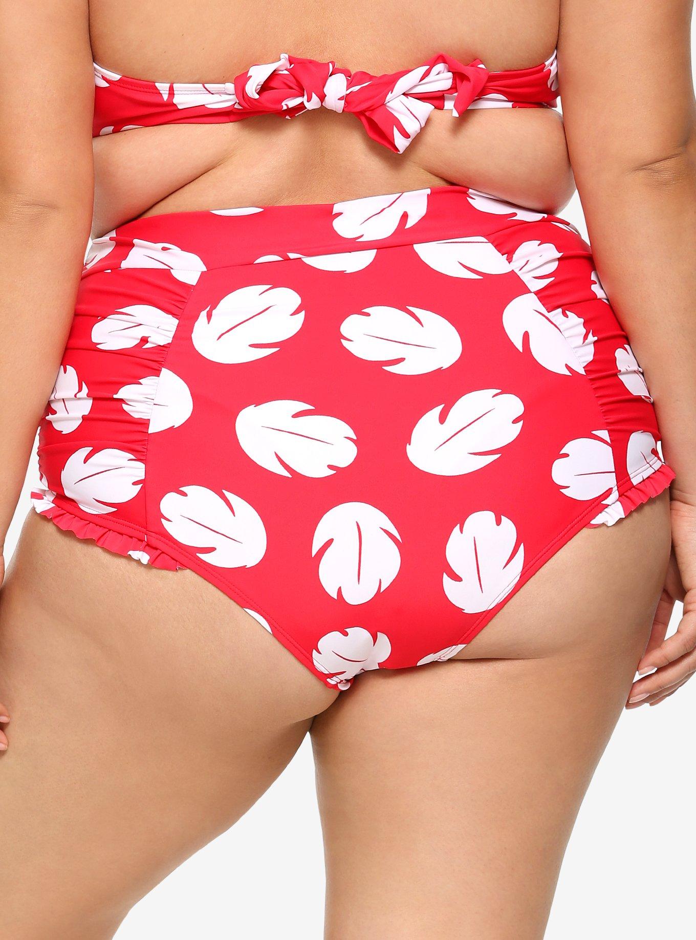 Disney Lilo & Stitch Leaf Print High-Waisted Swim Bottoms Plus Size, MULTI, alternate