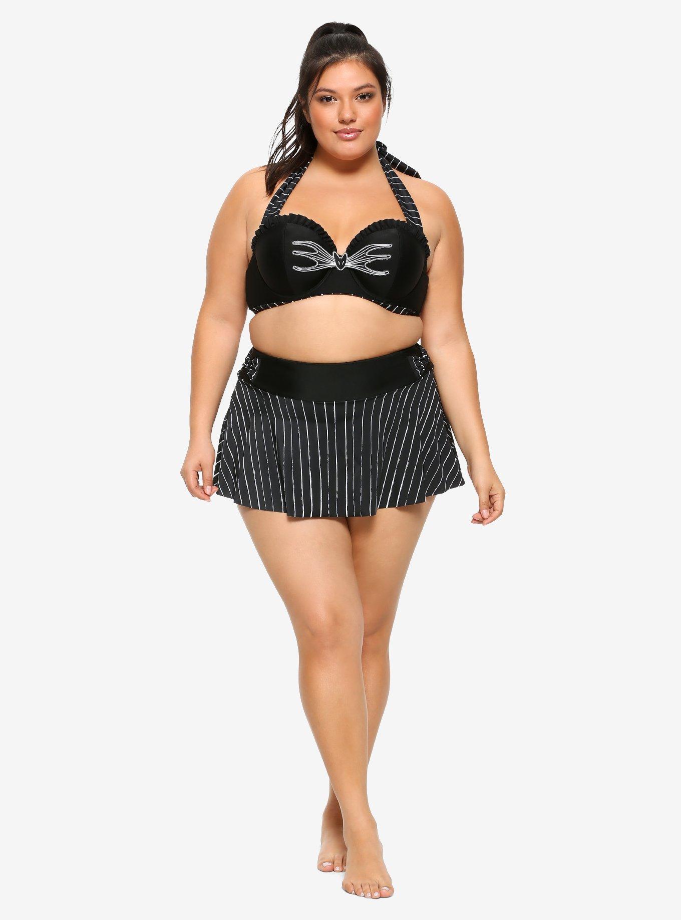 The Nightmare Before Christmas Jack Skellington Halter Swim Top Plus Size, MULTI, alternate