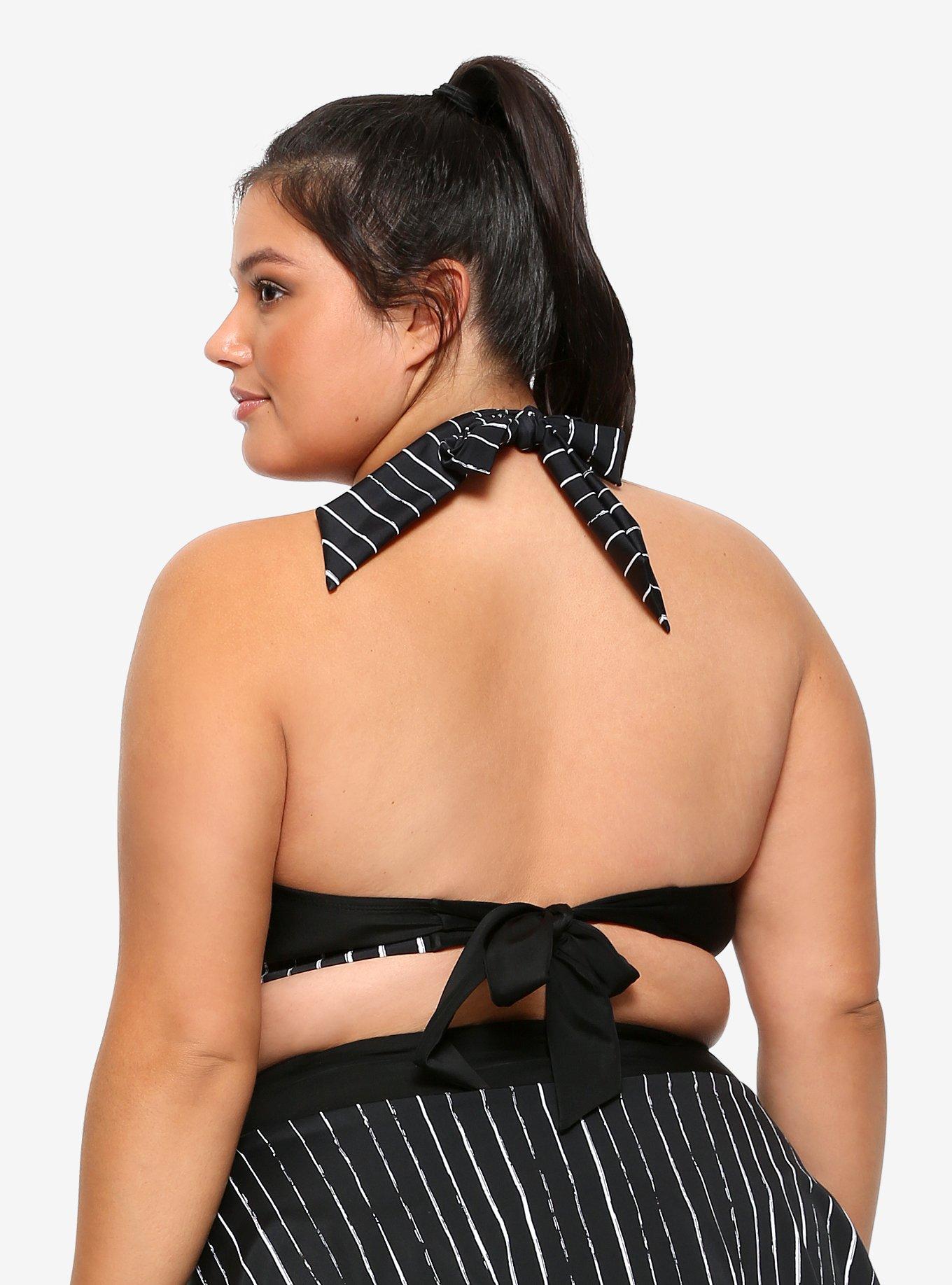 The Nightmare Before Christmas Jack Skellington Halter Swim Top Plus Size, MULTI, alternate