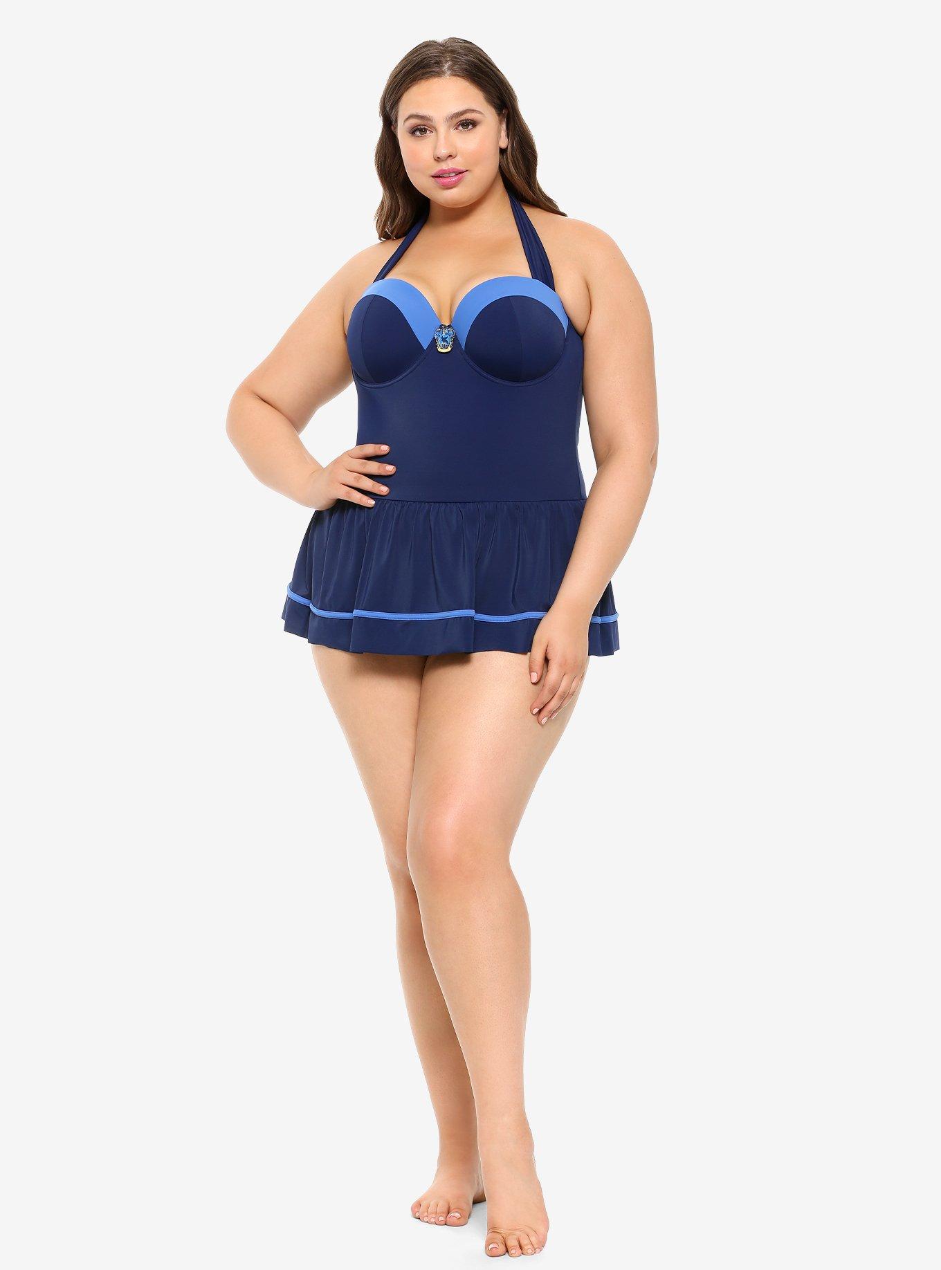 Harry Potter NWT Women's 3X Ravenclaw One Piece Ruffle Halter Top Swimsuit