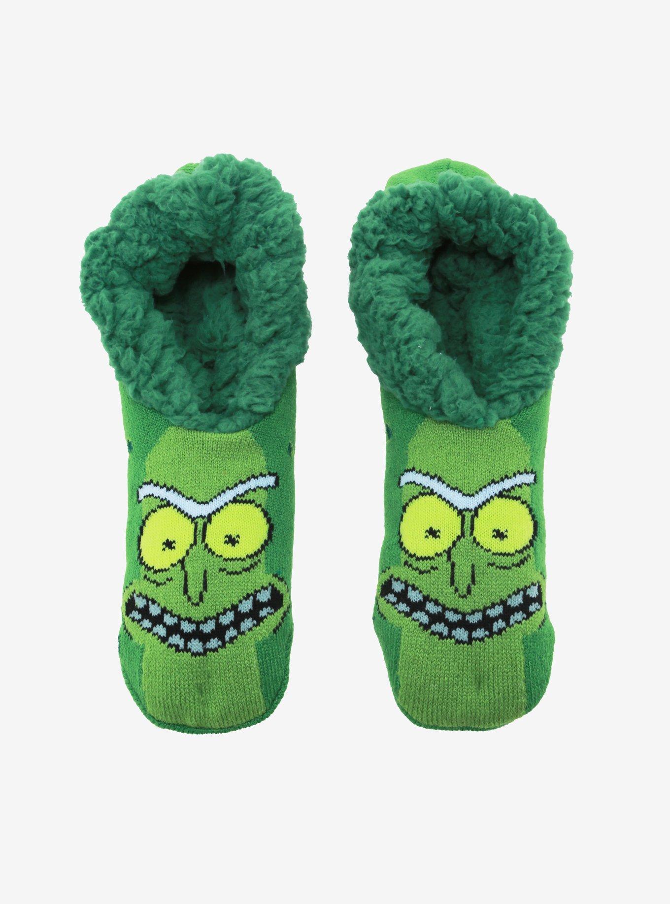 Rick and Morty Pickle Rick Slipper Socks, , alternate
