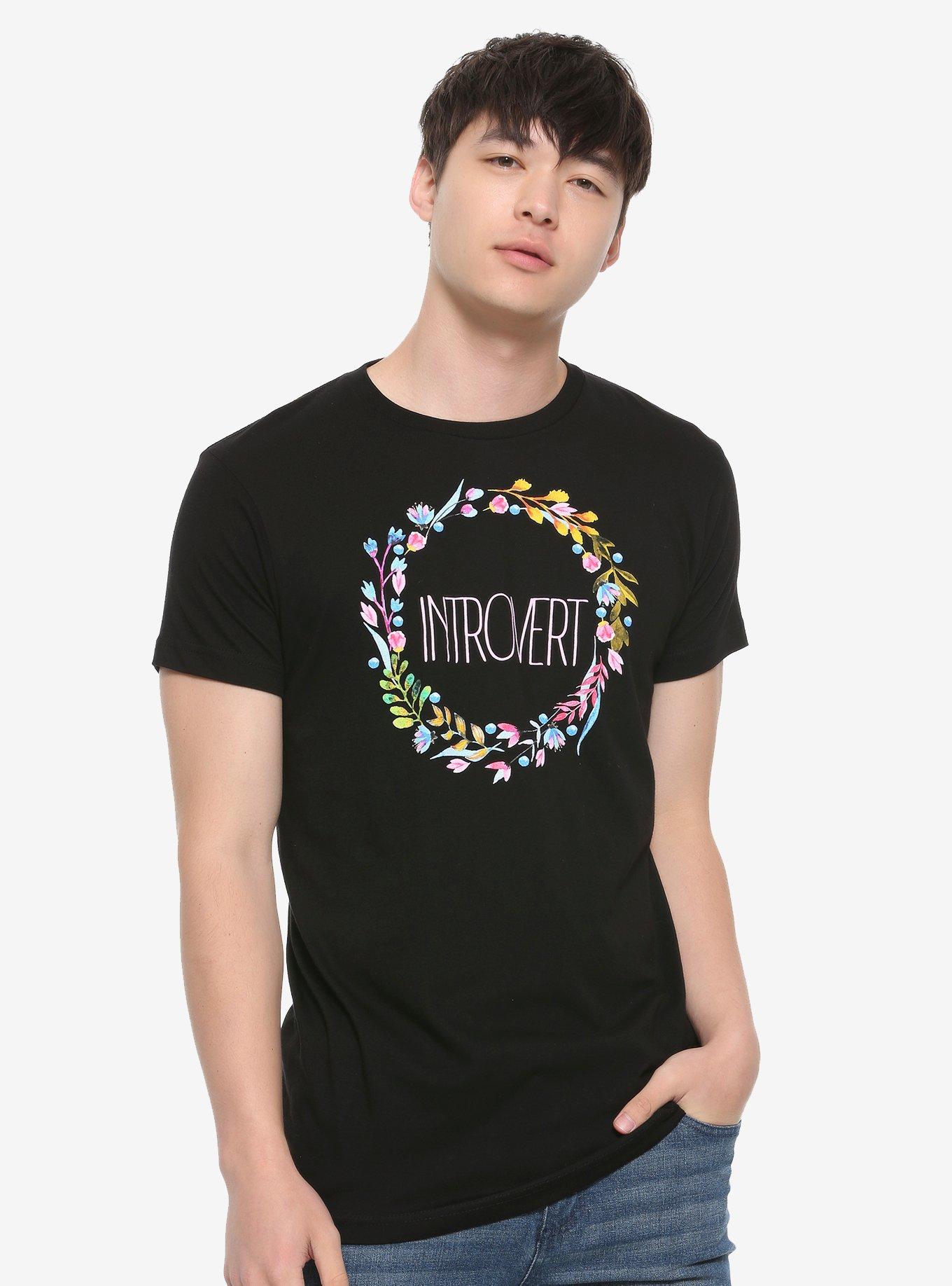Introvert Floral T-Shirt, BLACK, alternate