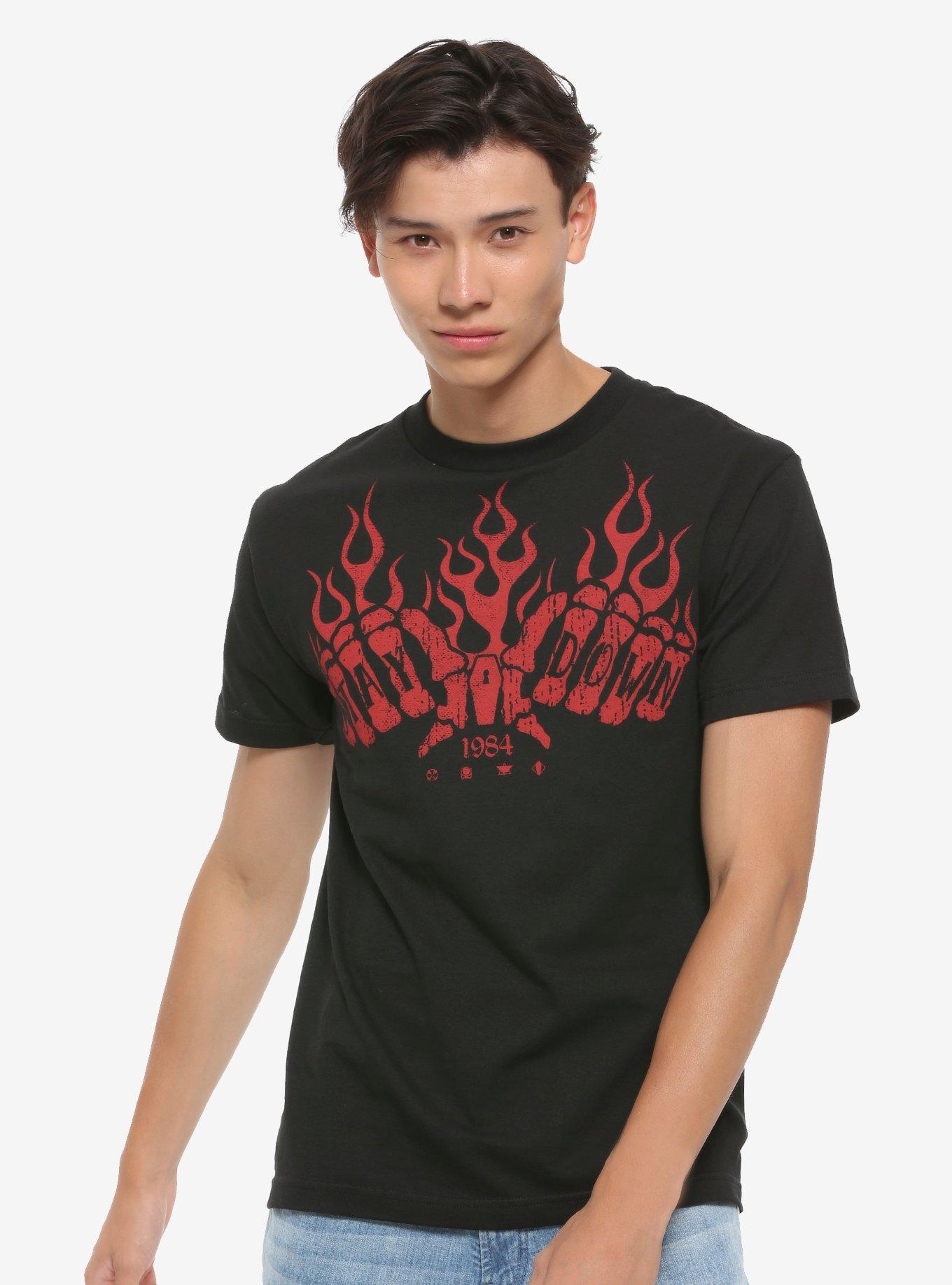 Stay Down X Fatal Crew Flaming Fists T-Shirt, BLACK, alternate