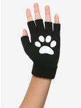 Meow Paw Print Fingerless Gloves, , alternate