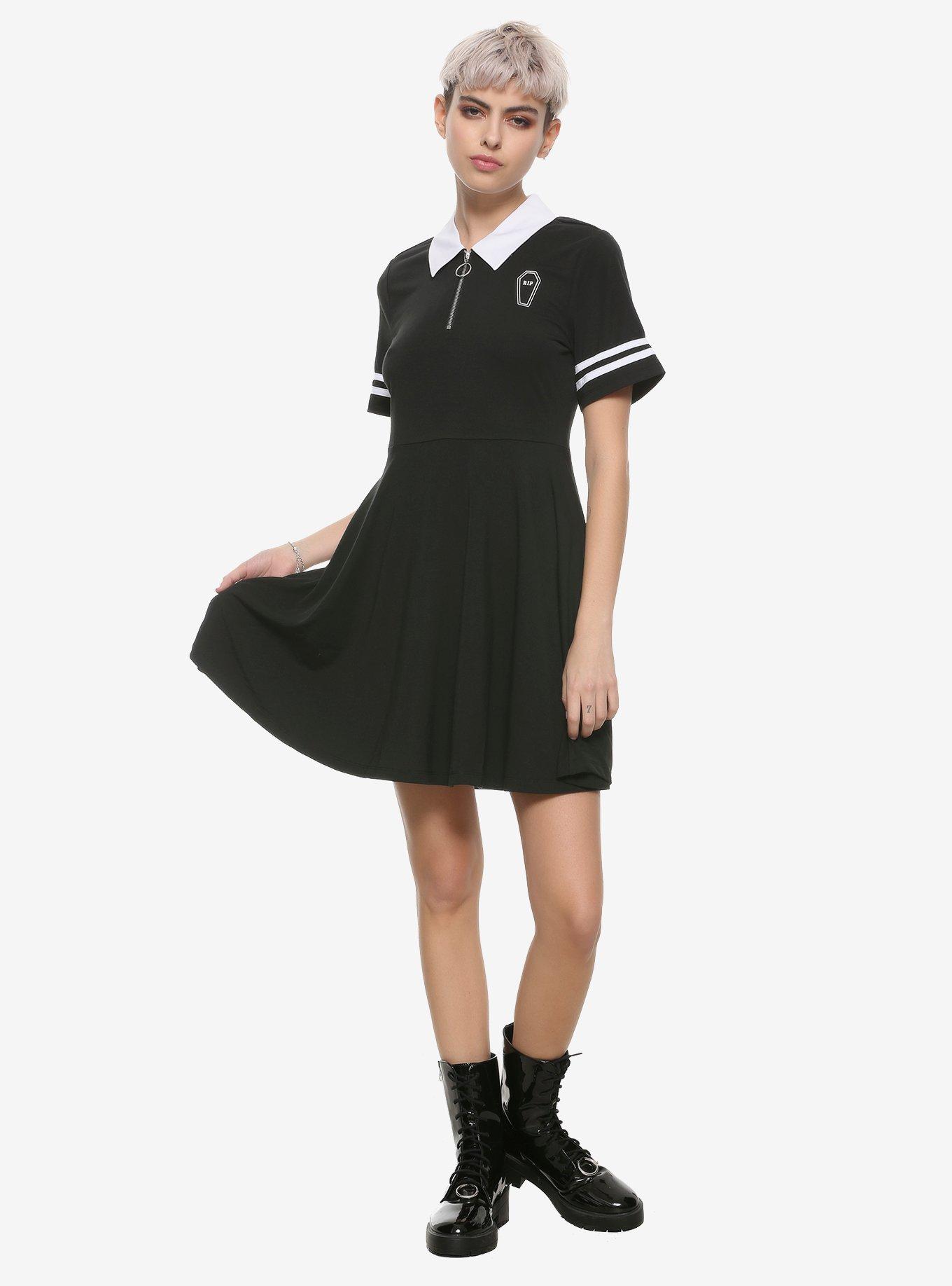 Dead Inside Varsity Dress, BLACK, alternate